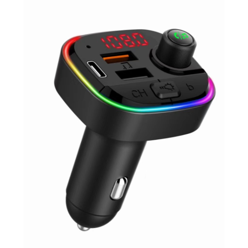 FM Bluetooth Car Kit with Colorful Light Car Music Player Hifi Bass Wireless Bluetooth FM Transmitter